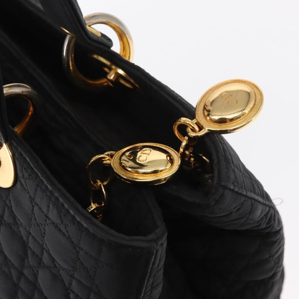 Christian Dior Lady Dior Canage Hand Bag Nylon Black Gold Auth bs32111 - Picture 10 of 16